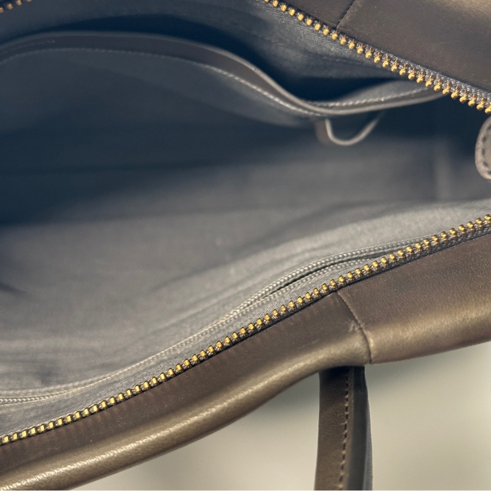 Skagen Structured Pewter Gray Leather Tote Bag Katryn Top Handle - Picture 15 of 16